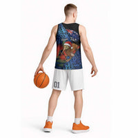 Personalised New Zealand Christmas Basketball Jersey Santa Kiwi Bird With Pohutukawa Flowers - Polynesian Pride