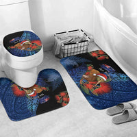 New Zealand Christmas Bathroom Set Santa Kiwi Bird With Pohutukawa Flowers - Polynesian Pride