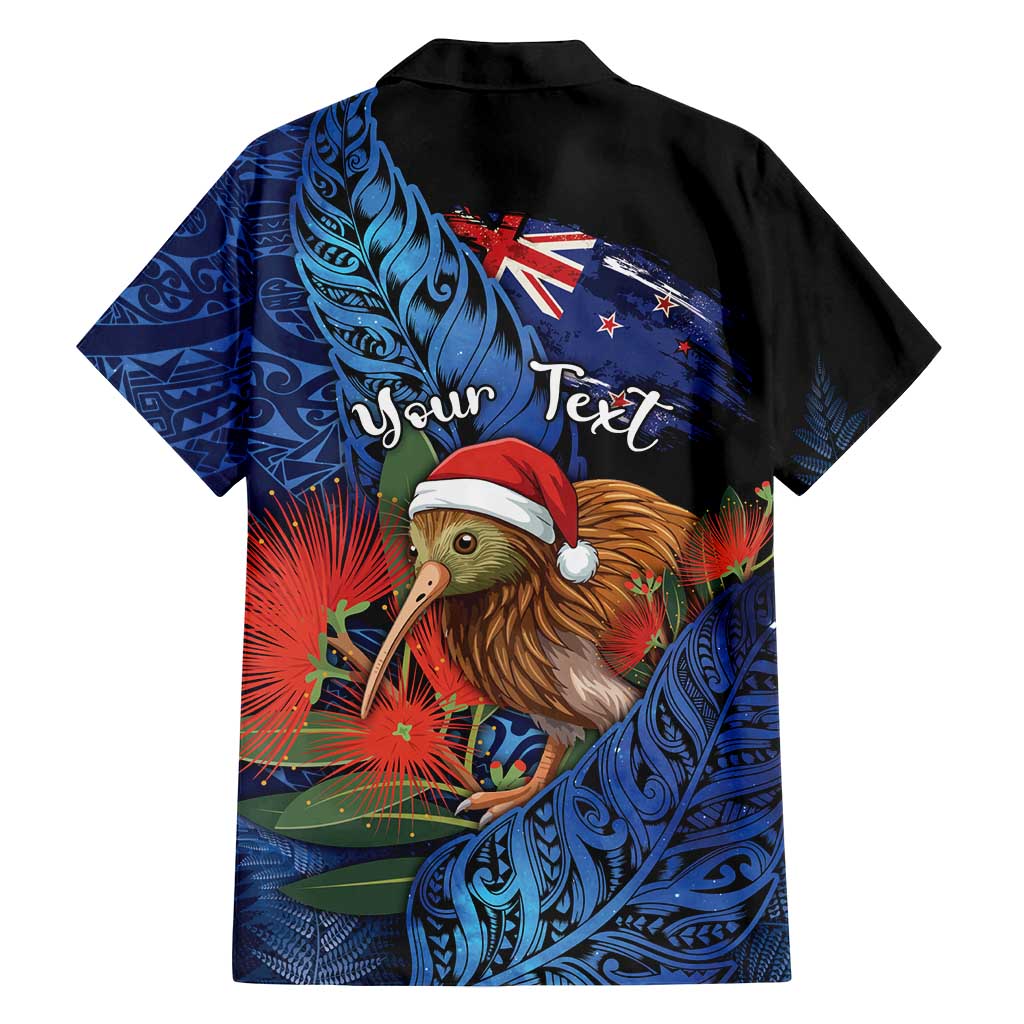 Personalised New Zealand Christmas Family Matching Tank Maxi Dress and Hawaiian Shirt Santa Kiwi Bird With Pohutukawa Flowers - Polynesian Pride