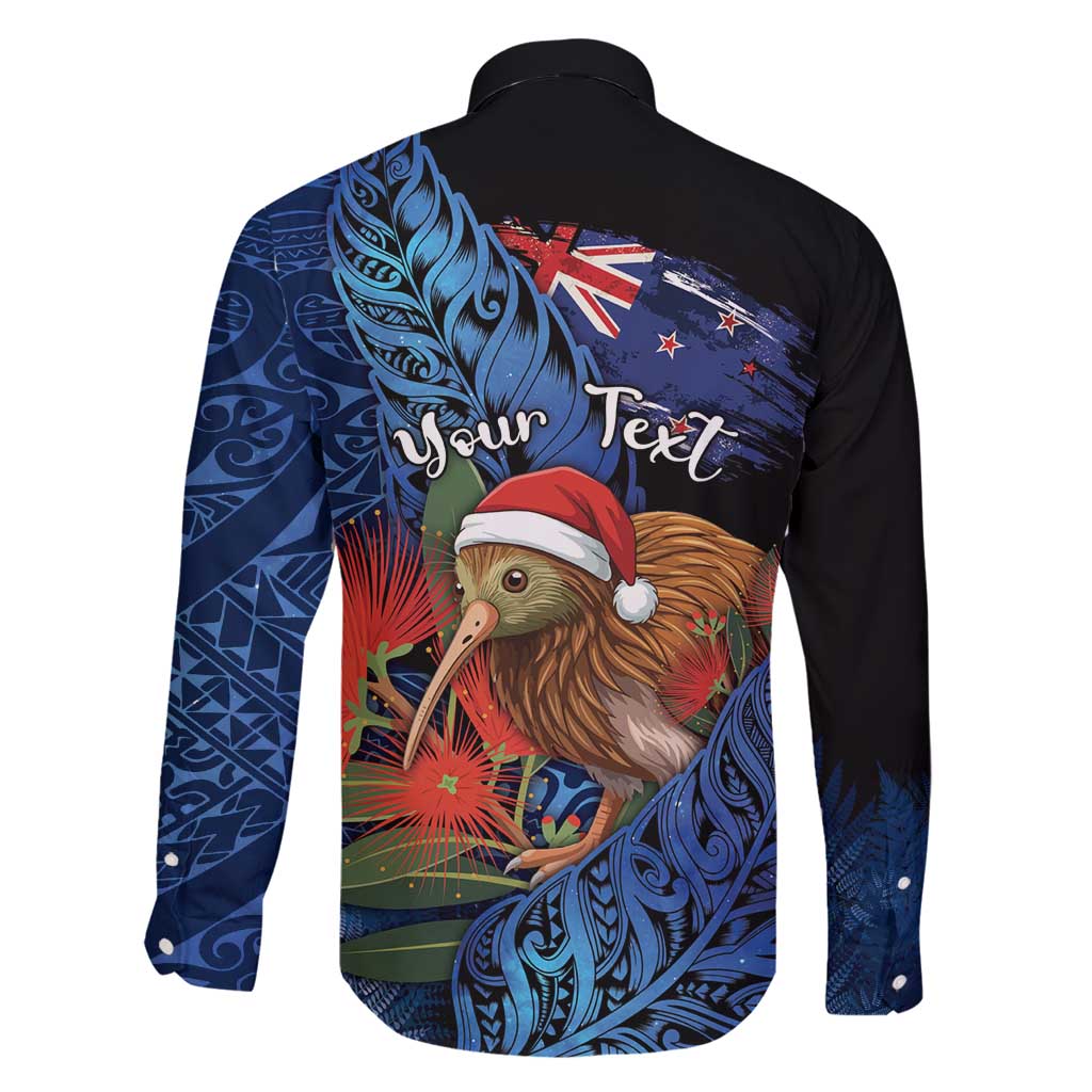Personalised New Zealand Christmas Family Matching Tank Maxi Dress and Hawaiian Shirt Santa Kiwi Bird With Pohutukawa Flowers - Polynesian Pride