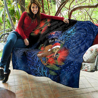 New Zealand Christmas Quilt Santa Kiwi Bird With Pohutukawa Flowers - Polynesian Pride