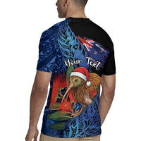 Personalised New Zealand Christmas Rugby Jersey Santa Kiwi Bird With Pohutukawa Flowers - Polynesian Pride