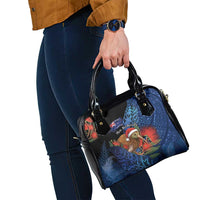 New Zealand Christmas Shoulder Handbag Santa Kiwi Bird With Pohutukawa Flowers - Polynesian Pride