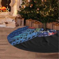 New Zealand Christmas Tree Skirt Santa Kiwi Bird With Pohutukawa Flowers - Polynesian Pride