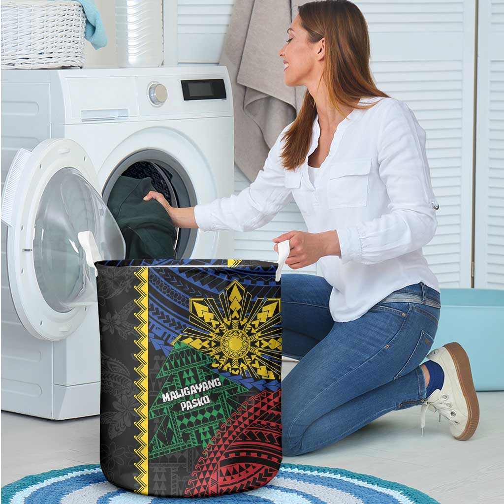 Philippines Christmas Laundry Basket Xmas Tree Filipino Tribal Patterns - Polynesian Pride