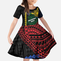 Personalised Philippines Christmas Family Matching Long Sleeve Bodycon Dress and Hawaiian Shirt Xmas Tree Filipino Tribal Patterns DT05 Daughter's Dress Black - Polynesian Pride
