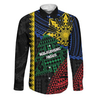 Personalised Philippines Christmas Family Matching Mermaid Dress and Hawaiian Shirt Xmas Tree Filipino Tribal Patterns DT05 Dad's Shirt - Long Sleeve Black - Polynesian Pride