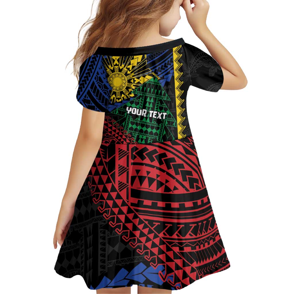 Personalised Philippines Christmas Family Matching Off Shoulder Short Dress and Hawaiian Shirt Xmas Tree Filipino Tribal Patterns DT05 - Polynesian Pride