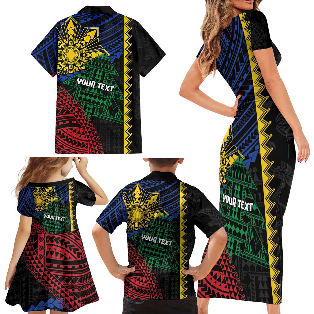 Personalised Philippines Christmas Family Matching Short Sleeve Bodycon Dress and Hawaiian Shirt Xmas Tree Filipino Tribal Patterns DT05 - Polynesian Pride