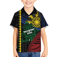 Personalised Philippines Christmas Family Matching Tank Maxi Dress and Hawaiian Shirt Xmas Tree Filipino Tribal Patterns DT05 Son's Shirt Black - Polynesian Pride