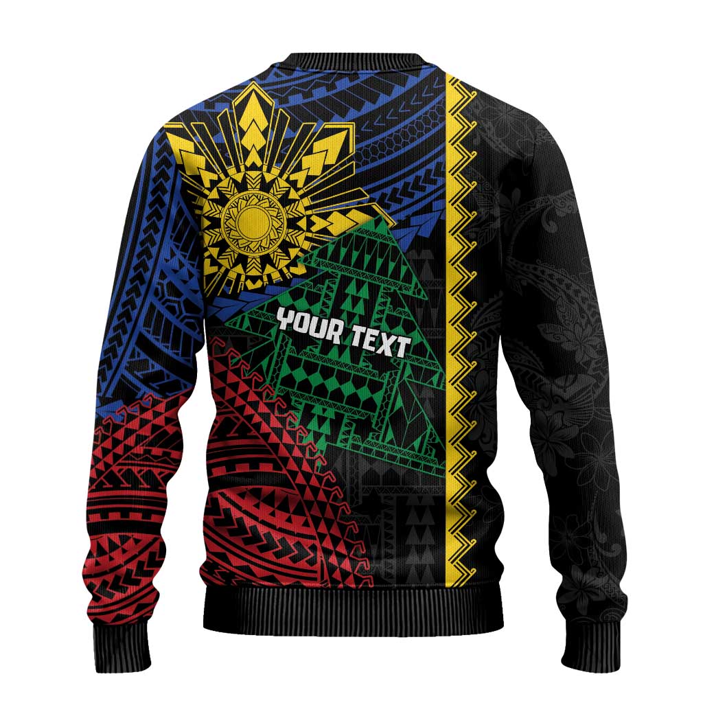 Personalised Philippines Christmas Ugly Christmas Sweater Xmas Tree Filipino Tribal Patterns - Polynesian Pride