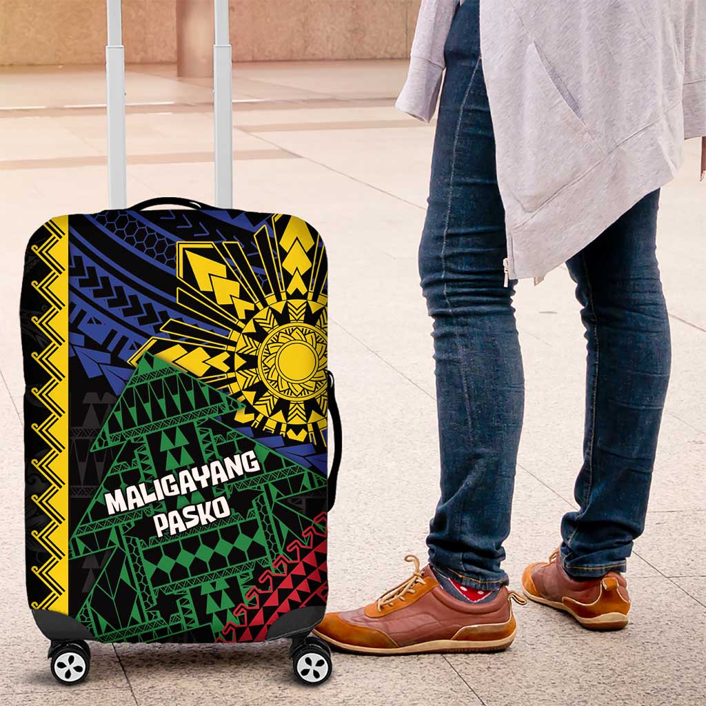 Philippines Christmas Luggage Cover Xmas Tree Filipino Tribal Patterns - Polynesian Pride