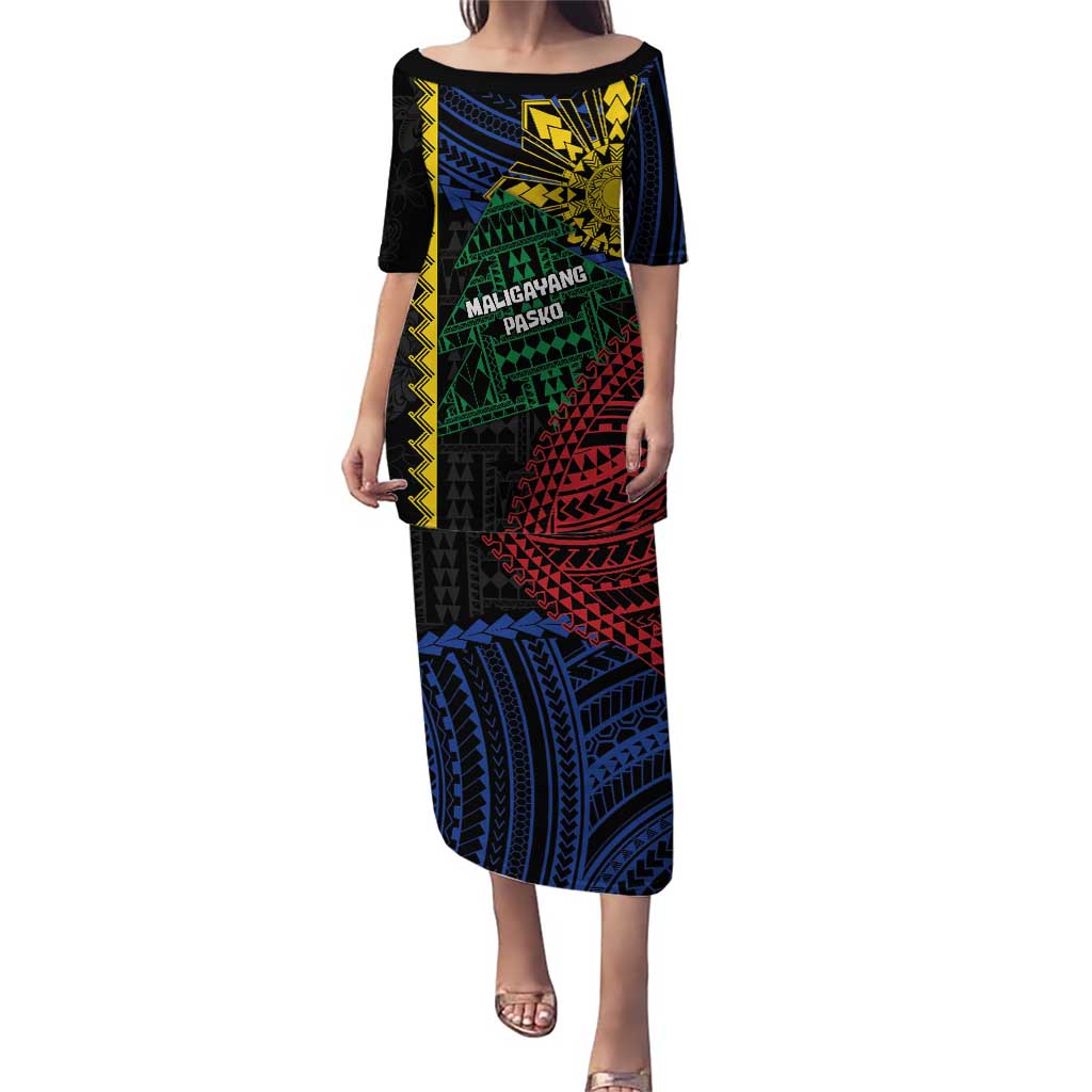 Personalised Philippines Christmas Puletasi Xmas Tree Filipino Tribal Patterns - Polynesian Pride