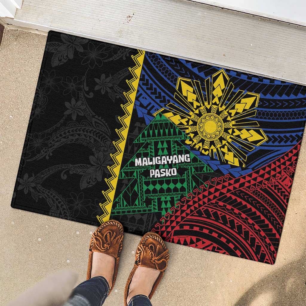 Philippines Christmas Rubber Doormat Xmas Tree Filipino Tribal Patterns - Polynesian Pride