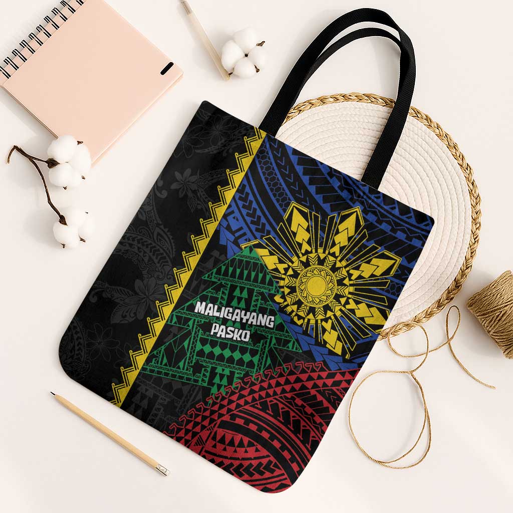 Philippines Christmas Tote Bag Xmas Tree Filipino Tribal Patterns - Polynesian Pride