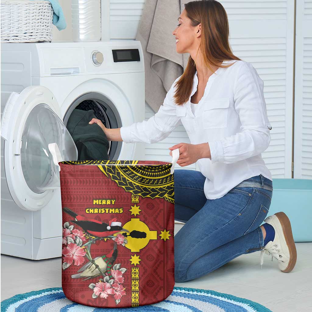 Rotuma Christmas Laundry Basket Rotuma Myzomela Birds With Hibiscus Flowers - Polynesian Pride