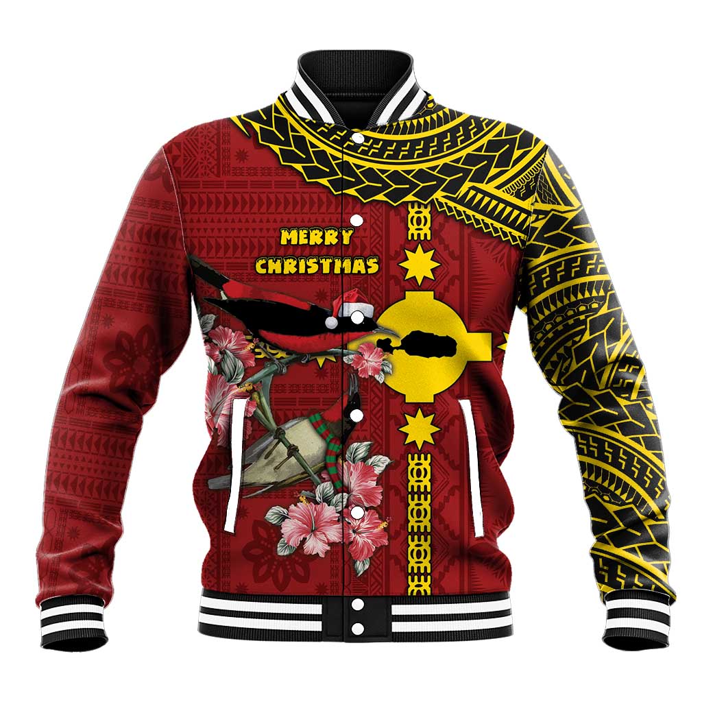 Rotuma Christmas Baseball Jacket Rotuma Myzomela Birds With Hibiscus Flowers - Polynesian Pride