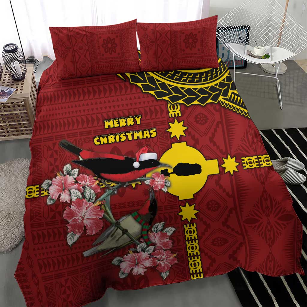 Rotuma Christmas Bedding Set Rotuma Myzomela Birds With Hibiscus Flowers - Polynesian Pride