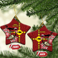 Rotuma Christmas Ceramic Ornament Rotuma Myzomela Birds With Hibiscus Flowers - Polynesian Pride