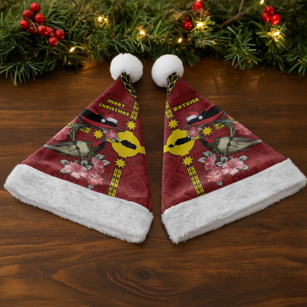 Rotuma Christmas Santa Hat Rotuma Myzomela Birds With Hibiscus Flowers - Polynesian Pride
