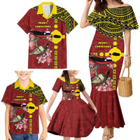 Rotuma Christmas Family Matching Mermaid Dress and Hawaiian Shirt Rotuma Myzomela Birds With Hibiscus Flowers DT05 - Polynesian Pride