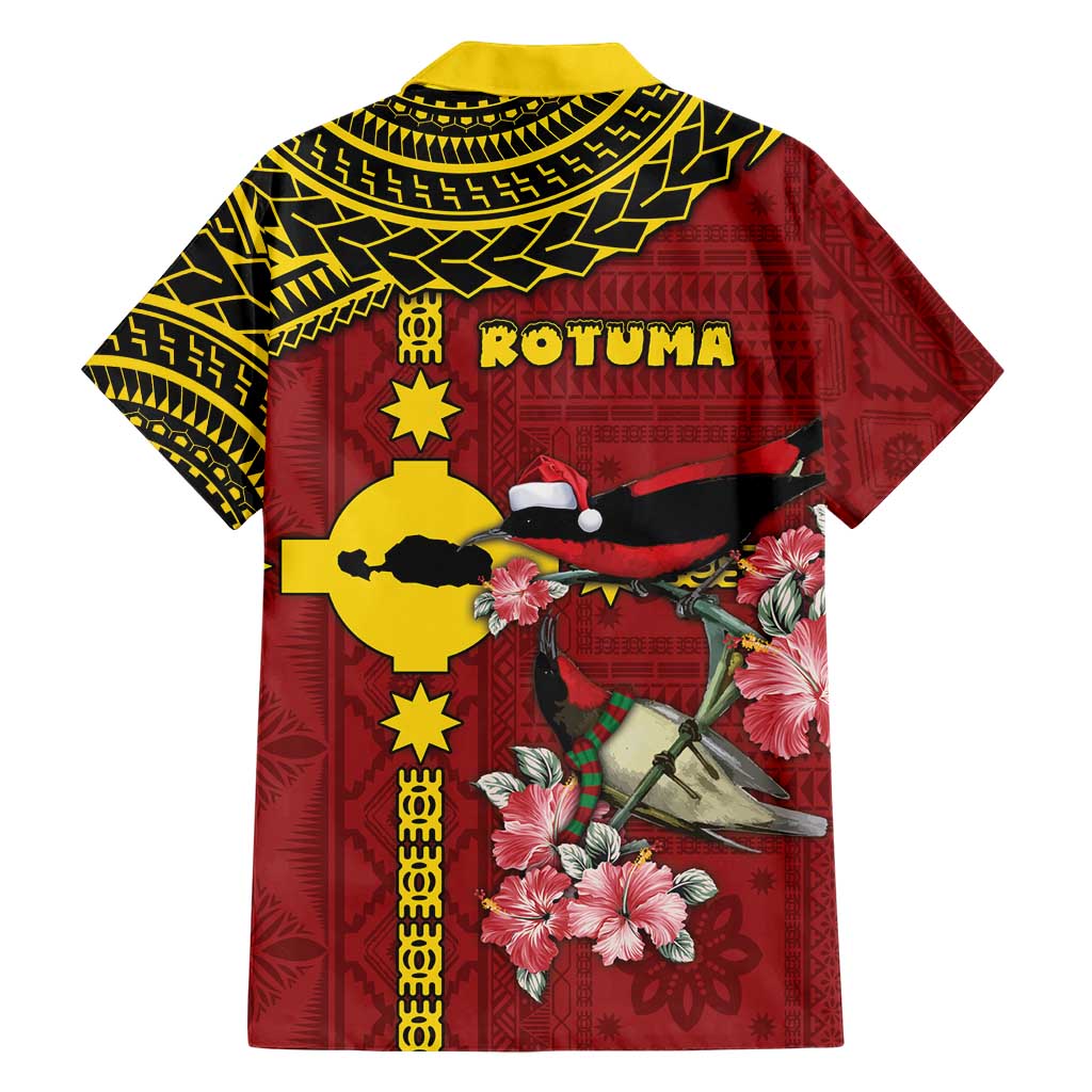 Rotuma Christmas Family Matching Off The Shoulder Long Sleeve Dress and Hawaiian Shirt Rotuma Myzomela Birds With Hibiscus Flowers DT05 - Polynesian Pride