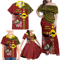 Rotuma Christmas Family Matching Off Shoulder Maxi Dress and Hawaiian Shirt Rotuma Myzomela Birds With Hibiscus Flowers DT05 - Polynesian Pride