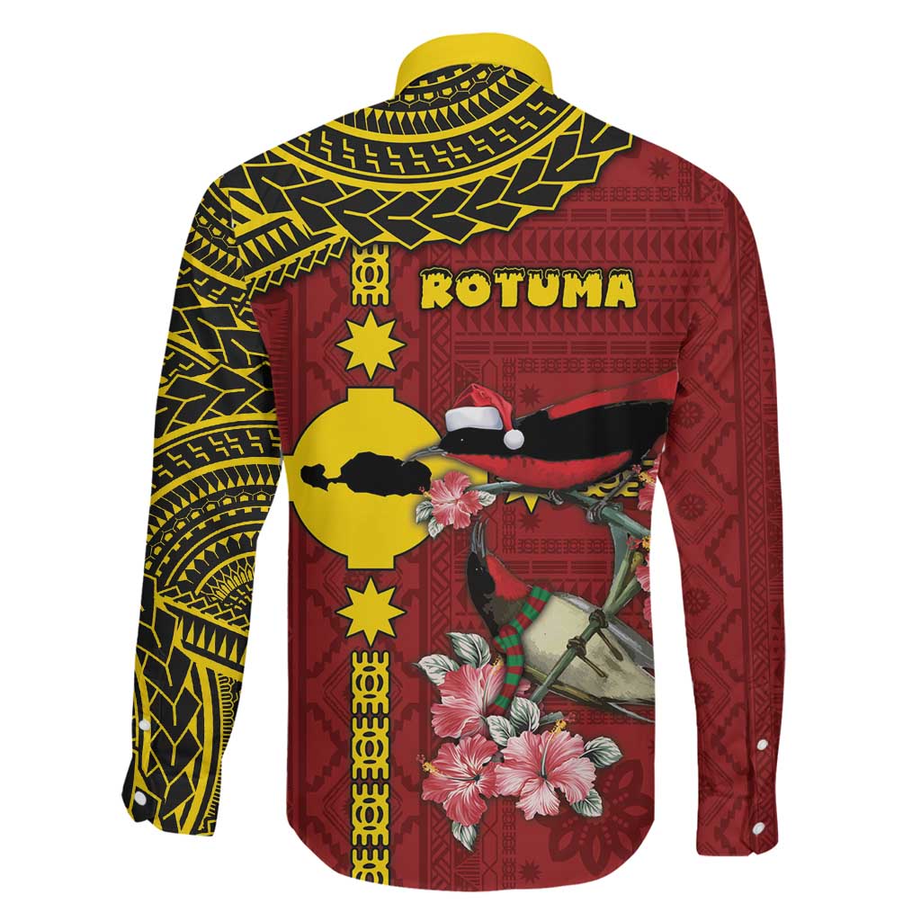 Rotuma Christmas Family Matching Puletasi and Hawaiian Shirt Rotuma Myzomela Birds With Hibiscus Flowers DT05 - Polynesian Pride