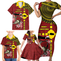 Rotuma Christmas Family Matching Short Sleeve Bodycon Dress and Hawaiian Shirt Rotuma Myzomela Birds With Hibiscus Flowers DT05 - Polynesian Pride