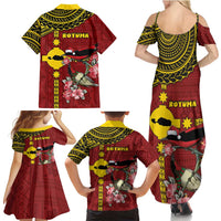 Rotuma Christmas Family Matching Summer Maxi Dress and Hawaiian Shirt Rotuma Myzomela Birds With Hibiscus Flowers DT05 - Polynesian Pride