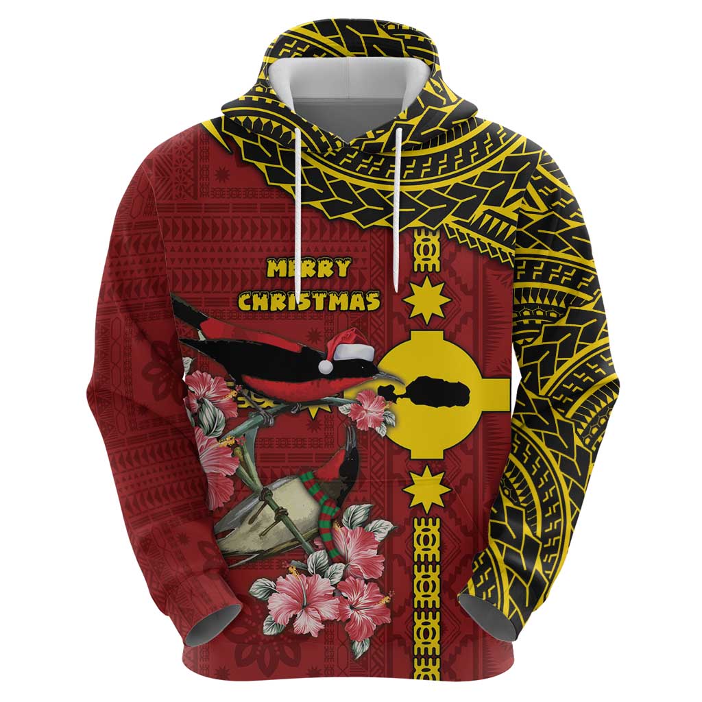 Rotuma Christmas Hoodie Rotuma Myzomela Birds With Hibiscus Flowers - Polynesian Pride