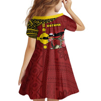 Rotuma Christmas Kid Short Sleeve Dress Rotuma Myzomela Birds With Hibiscus Flowers - Polynesian Pride