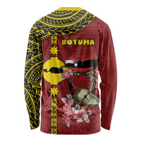 Rotuma Christmas Long Sleeve Shirt Rotuma Myzomela Birds With Hibiscus Flowers - Polynesian Pride