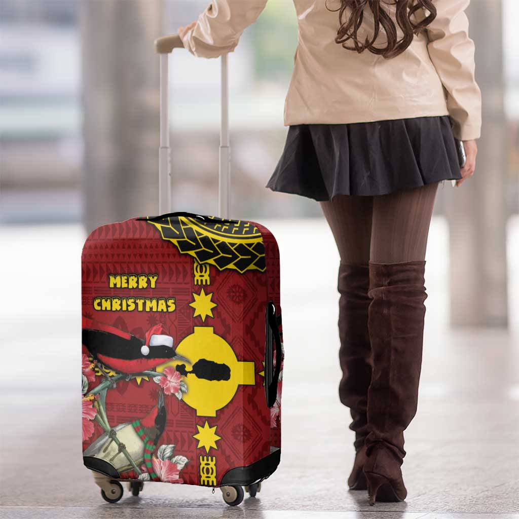Rotuma Christmas Luggage Cover Rotuma Myzomela Birds With Hibiscus Flowers - Polynesian Pride