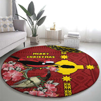 Rotuma Christmas Round Carpet Rotuma Myzomela Birds With Hibiscus Flowers - Polynesian Pride