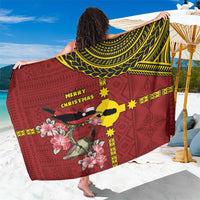 Rotuma Christmas Sarong Rotuma Myzomela Birds With Hibiscus Flowers - Polynesian Pride