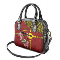 Rotuma Christmas Shoulder Handbag Rotuma Myzomela Birds With Hibiscus Flowers - Polynesian Pride