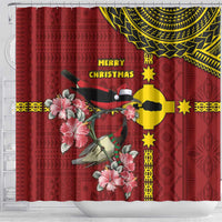 Rotuma Christmas Shower Curtain Rotuma Myzomela Birds With Hibiscus Flowers DT05 - Polynesian Pride