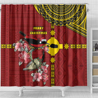 Rotuma Christmas Shower Curtain Rotuma Myzomela Birds With Hibiscus Flowers DT05 - Polynesian Pride