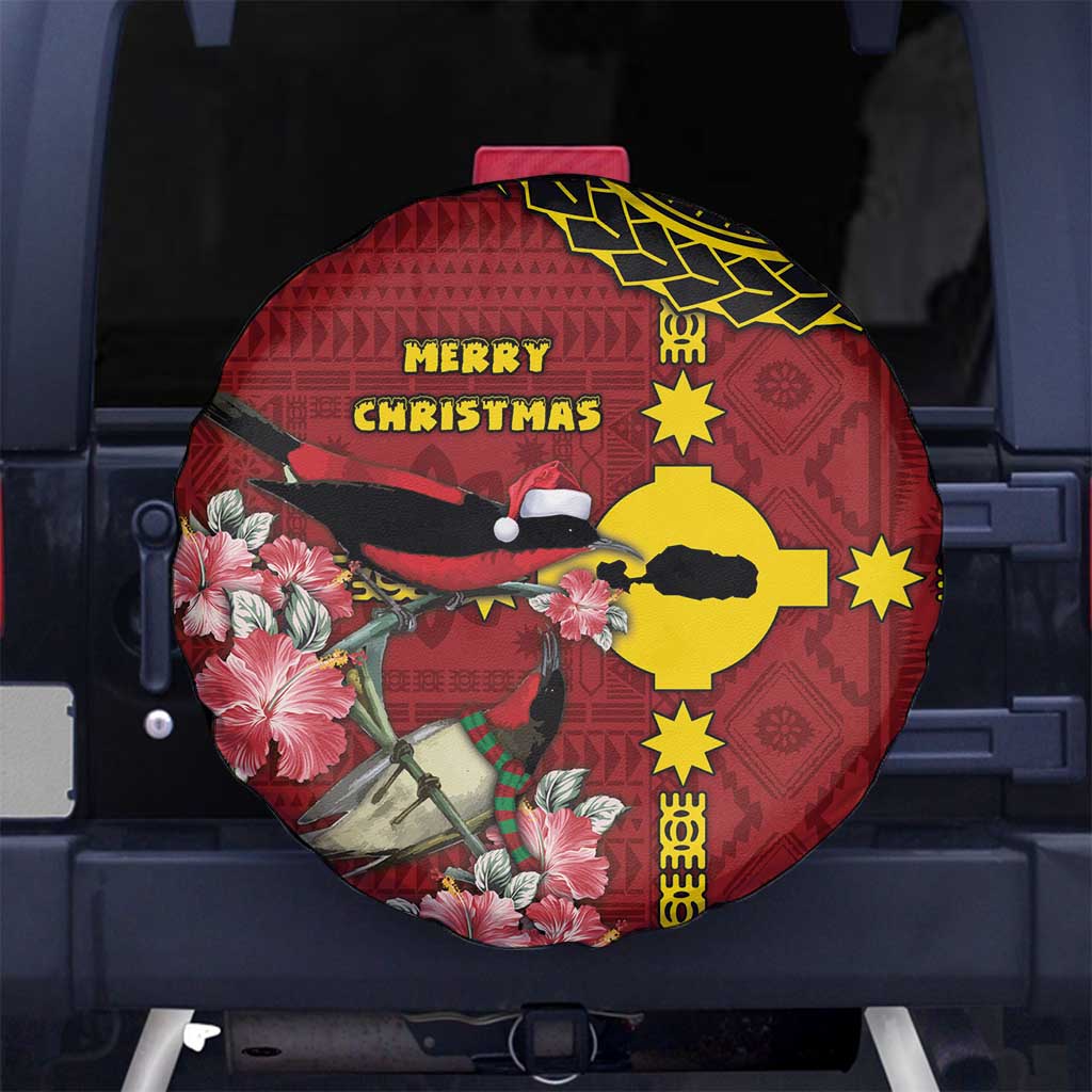 Rotuma Christmas Spare Tire Cover Rotuma Myzomela Birds With Hibiscus Flowers - Polynesian Pride