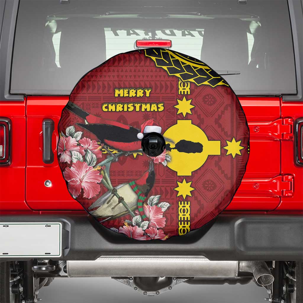 Rotuma Christmas Spare Tire Cover Rotuma Myzomela Birds With Hibiscus Flowers - Polynesian Pride