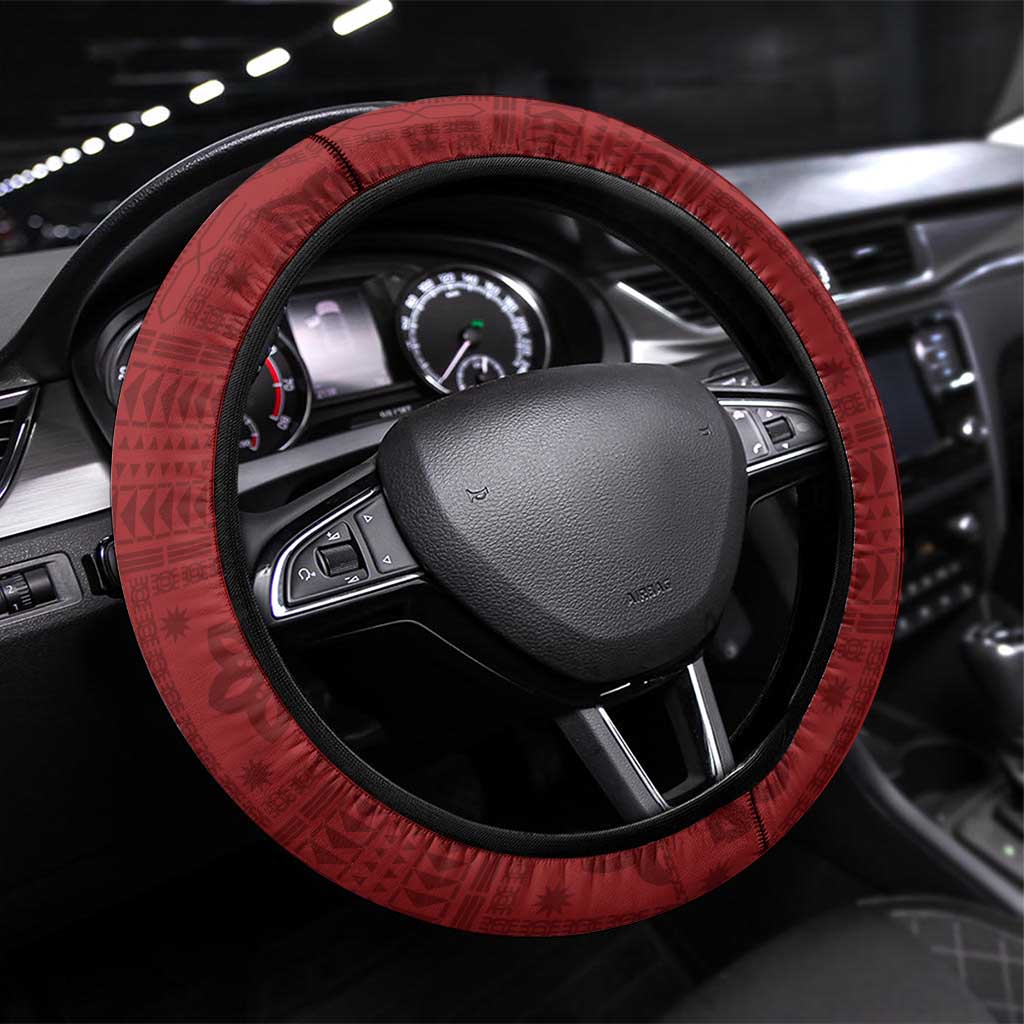 Rotuma Christmas Steering Wheel Cover Rotuma Myzomela Birds With Hibiscus Flowers - Polynesian Pride