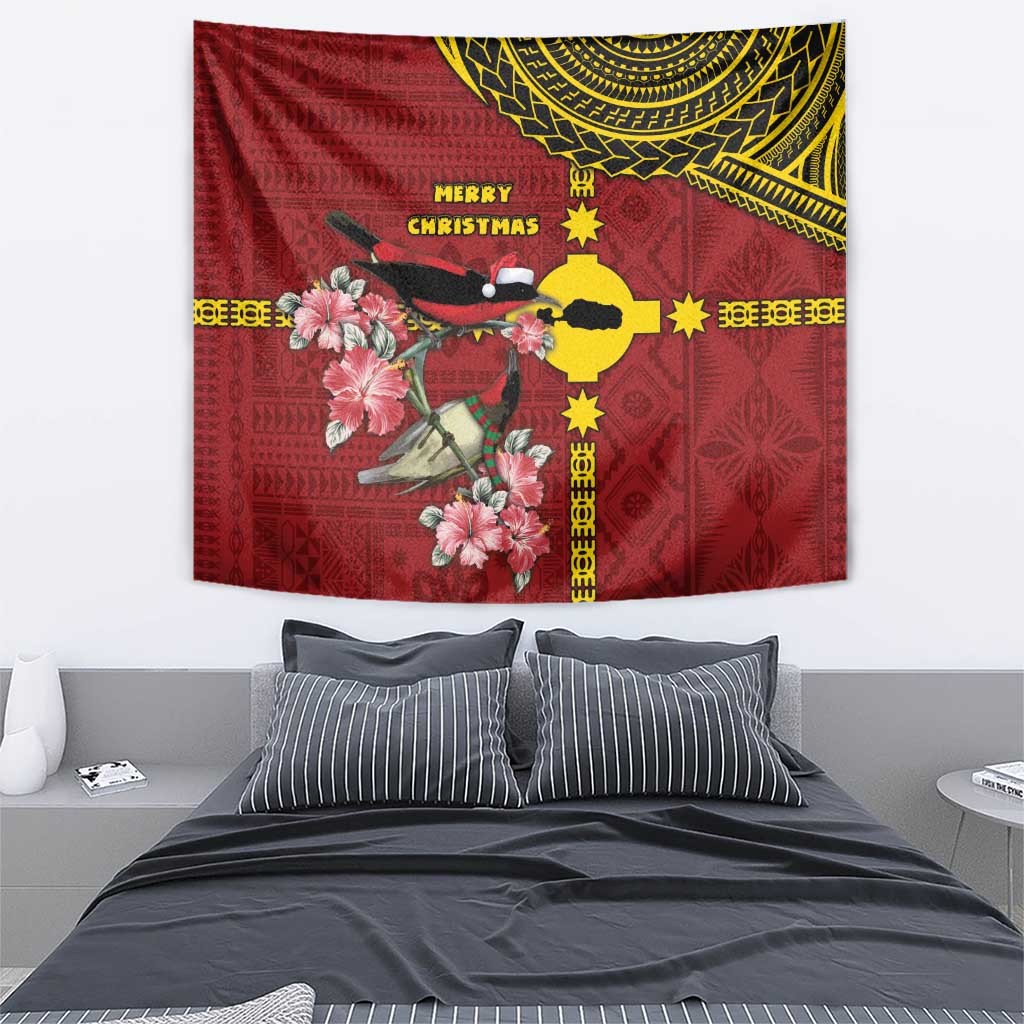 Rotuma Christmas Tapestry Rotuma Myzomela Birds With Hibiscus Flowers - Polynesian Pride