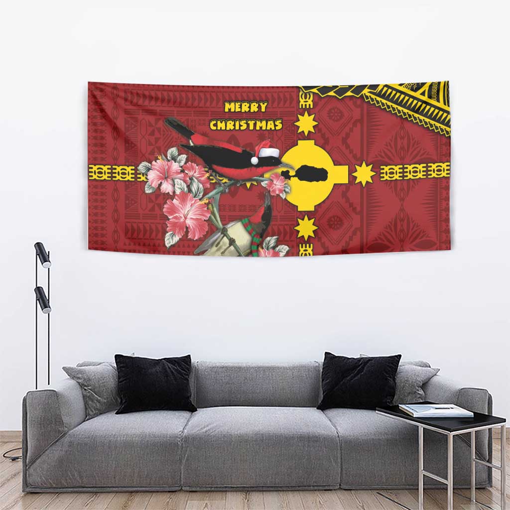 Rotuma Christmas Tapestry Rotuma Myzomela Birds With Hibiscus Flowers - Polynesian Pride