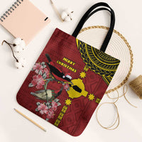 Rotuma Christmas Tote Bag Rotuma Myzomela Birds With Hibiscus Flowers - Polynesian Pride