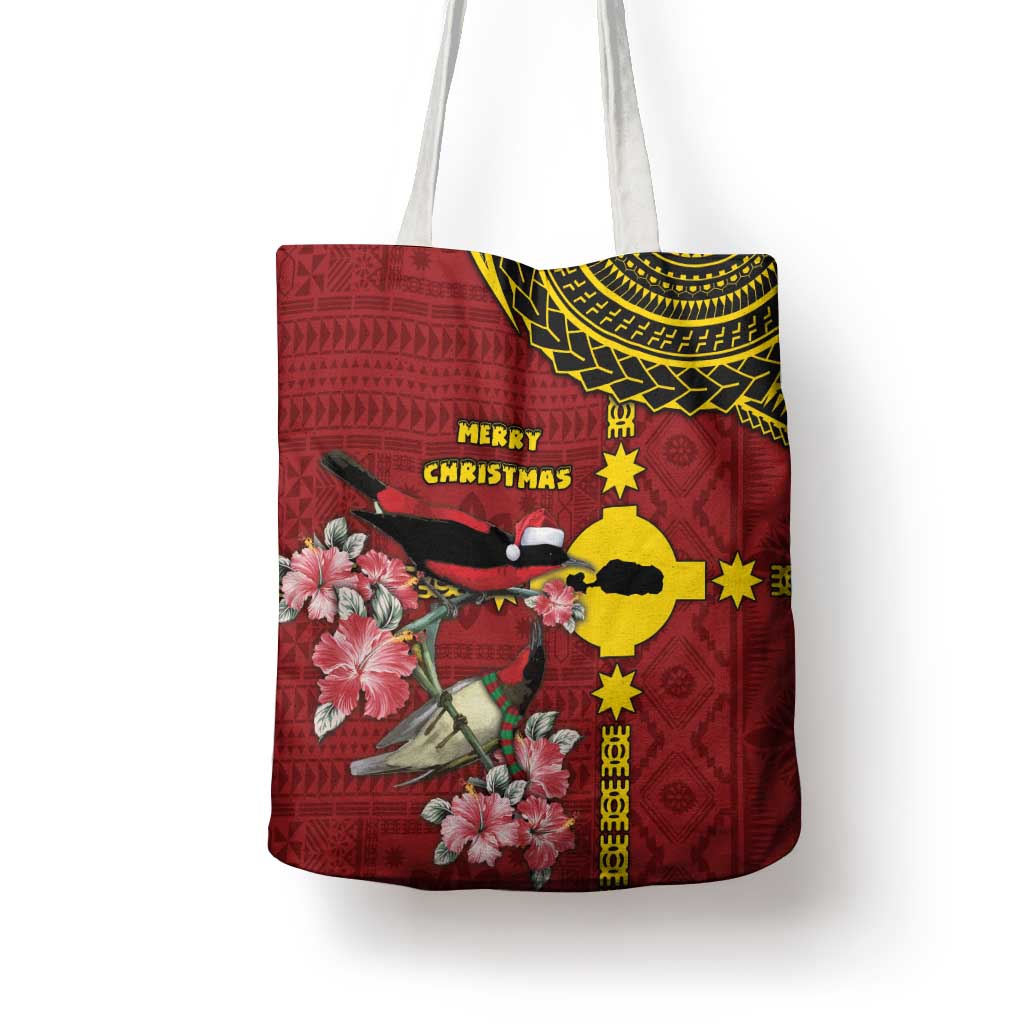 Rotuma Christmas Tote Bag Rotuma Myzomela Birds With Hibiscus Flowers - Polynesian Pride