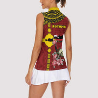 Rotuma Christmas Women Sleeveless Polo Shirt Rotuma Myzomela Birds With Hibiscus Flowers DT05 - Polynesian Pride
