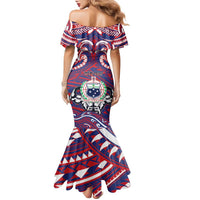 Personalised Samoa Gym Family Matching Mermaid Dress and Hawaiian Shirt Muscle Samoan Tribal Waves DT05 - Polynesian Pride