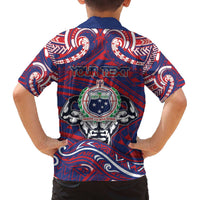 Personalised Samoa Gym Family Matching Off The Shoulder Long Sleeve Dress and Hawaiian Shirt Muscle Samoan Tribal Waves DT05 - Polynesian Pride