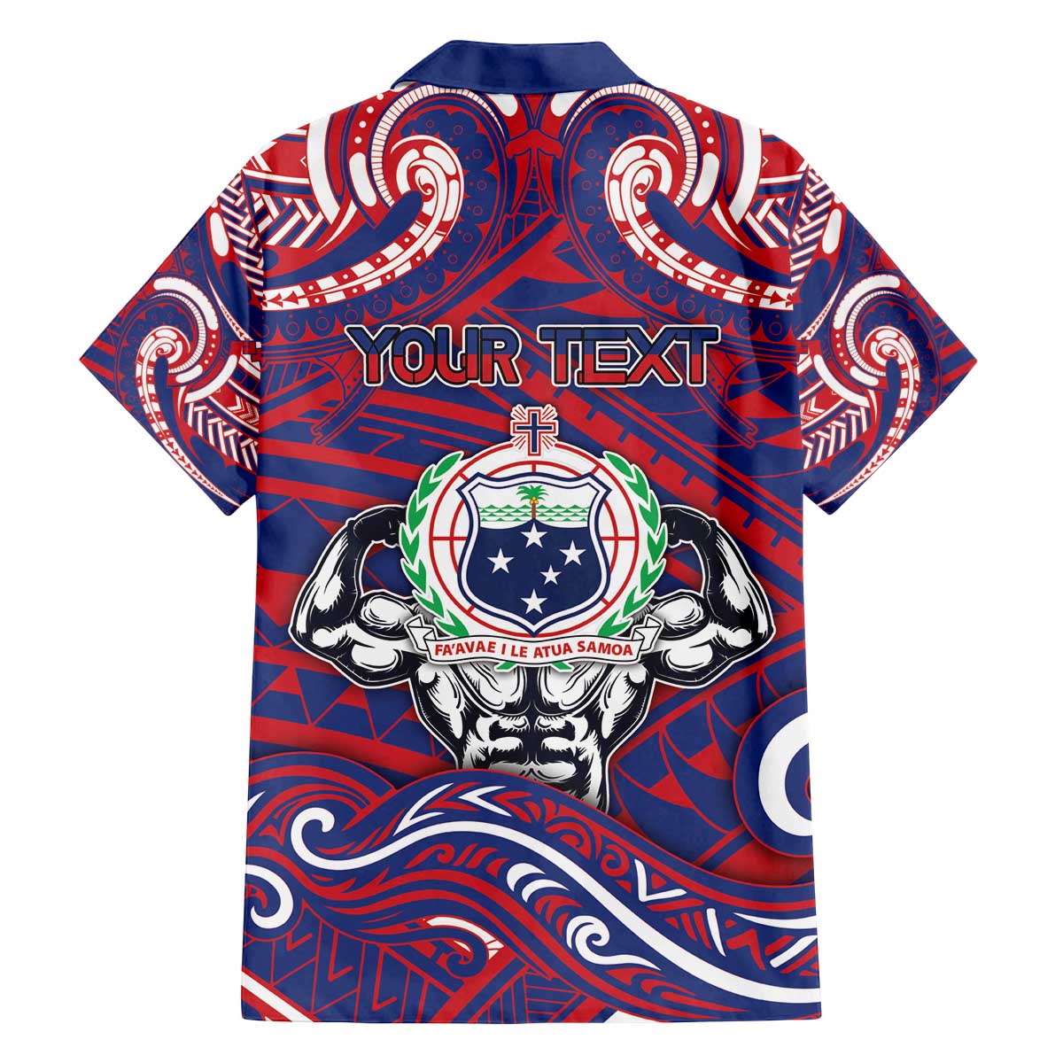 Personalised Samoa Gym Family Matching Off The Shoulder Long Sleeve Dress and Hawaiian Shirt Muscle Samoan Tribal Waves DT05 - Polynesian Pride